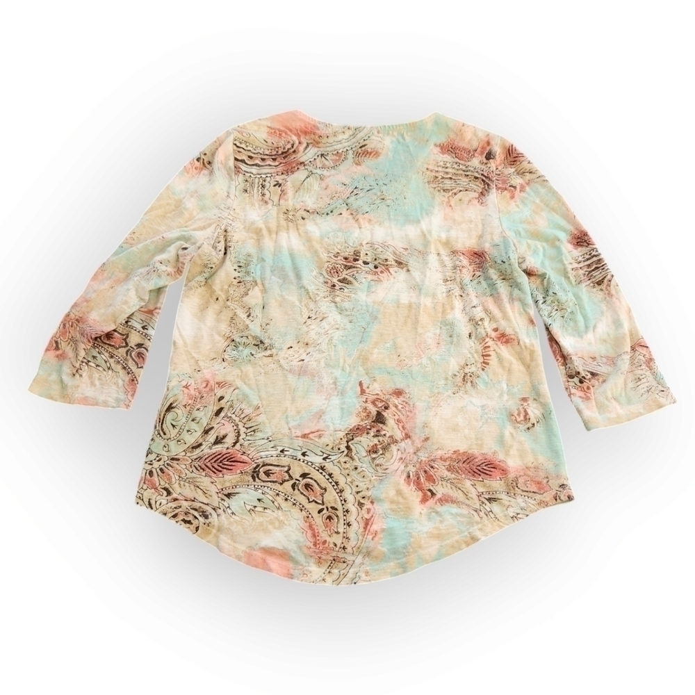 Chicos Paisley 3/4 Sleeve Top - Picture 2 of 5